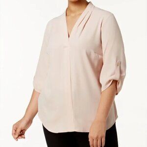 Calvin Klein Plus Size Pleated Neck Blush Blouse Size 3X